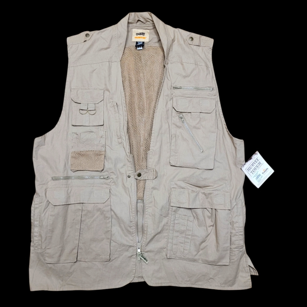 Nwt! Humvee Safari Photo Vest Mens Utility Outdoor Travel Khaki Tan Sz 6xl